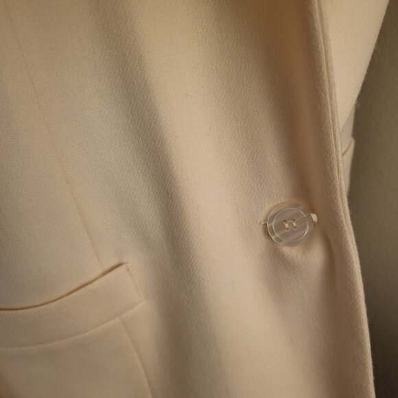 VTG Dumas Womens Ivory 100% Wool One Button Blazer Jacket Petite size 4 Preppy - Picture 10 of 12